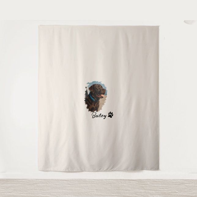 Cute Chocolate Labrador Dog – Bailey | Pet Gift Tapestry (Front)