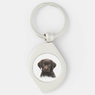 Cute Chocolate Labrador Puppy Key Ring
