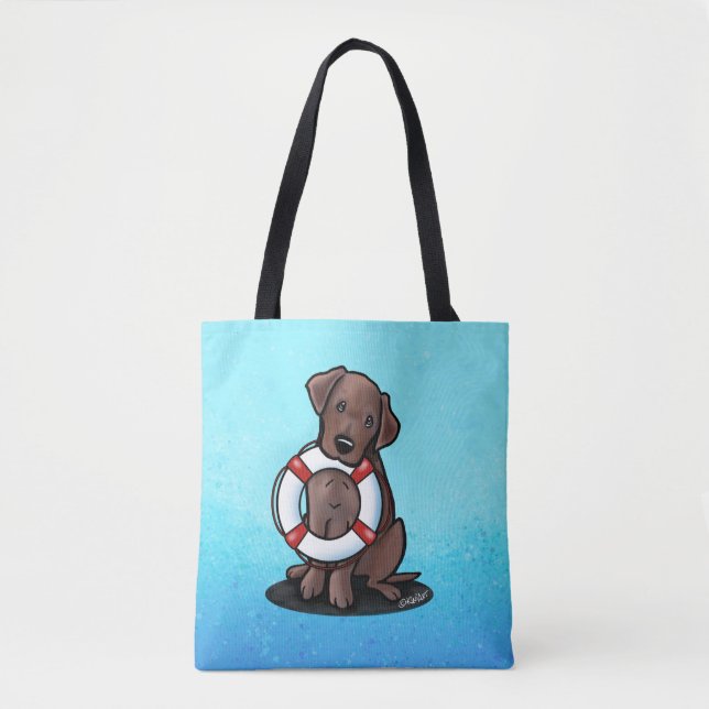 Cute Chocolate Labrador Rescue Dog Tote Bag (Front)