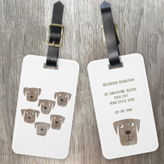 Cute Chocolate Labrador Retriever Dog Art Custom Luggage Tag