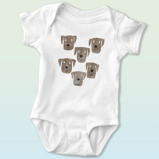 Cute Chocolate Labrador Retriever Dog Baby Bodysuit