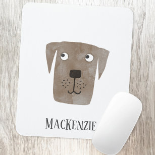 Cute Chocolate Labrador Retriever Dog Custom Name Mouse Mat