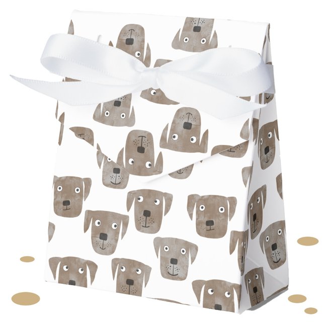 Cute Chocolate Labrador Retriever Dog Favour Box (Chocolate labrador retriever dog watercolor pattern gift favor box)