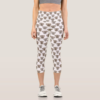 Cute Chocolate Labrador Retriever Dog Pattern Capri Leggings
