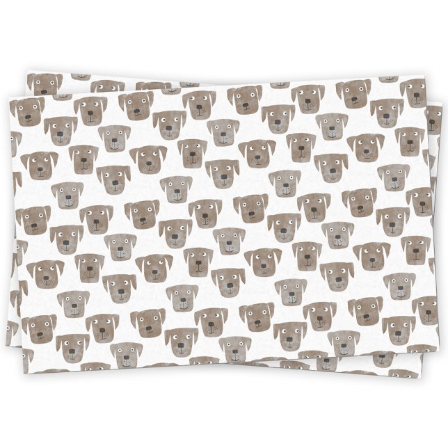 Cute Chocolate Labrador Retriever Dog Tissue Paper (Chocolate labrador retriever dog watercolor pattern tissue paper)