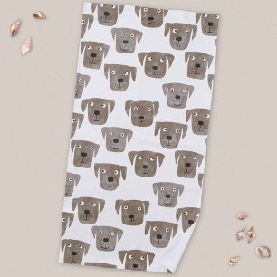 Cute Chocolate Labrador Retriever Dog Watercolor Beach Towel