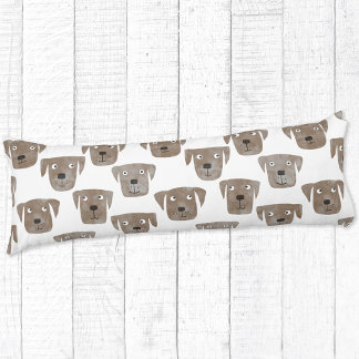 Cute Chocolate Labrador Retriever Dog Watercolor Body Cushion