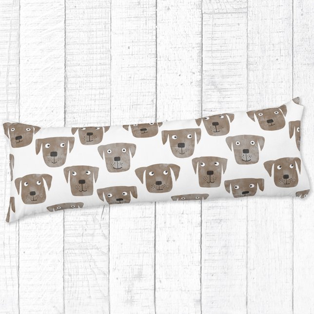 Cute Chocolate Labrador Retriever Dog Watercolor Body Cushion (Chocolate Labrador Retriever Dog pattern lumbar pillow)
