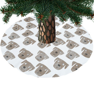 Cute Chocolate Labrador Retriever Dog Watercolor Brushed Polyester Tree Skirt