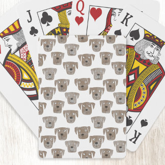 Cute Chocolate Labrador Retriever Dog Watercolor Playing Cards