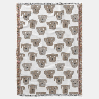 Cute Chocolate Labrador Retriever Dog Watercolor Throw Blanket
