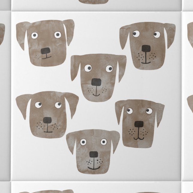 Cute Chocolate Labrador Retriever Dogs Tile (Fun Chocolate Labrador Retriever Dog ceramic tile)
