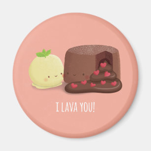 Cute Chocolate Lava Cake and Ice Cream Pun Magnet