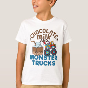 Cute Chocolate Milk and Monster Trucks  T-Shirt
