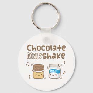 Cute Chocolate Milkshake Doodle For Her Key Ring