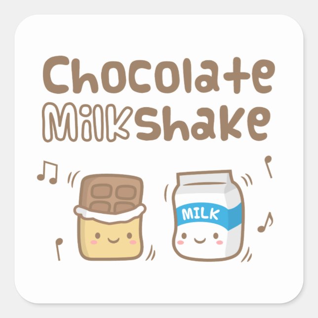 Cute Chocolate Milkshake Doodle For Her Square Sticker (Front)