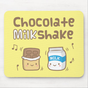 Cute Chocolate Milkshake Doodle For Kids Mouse Mat