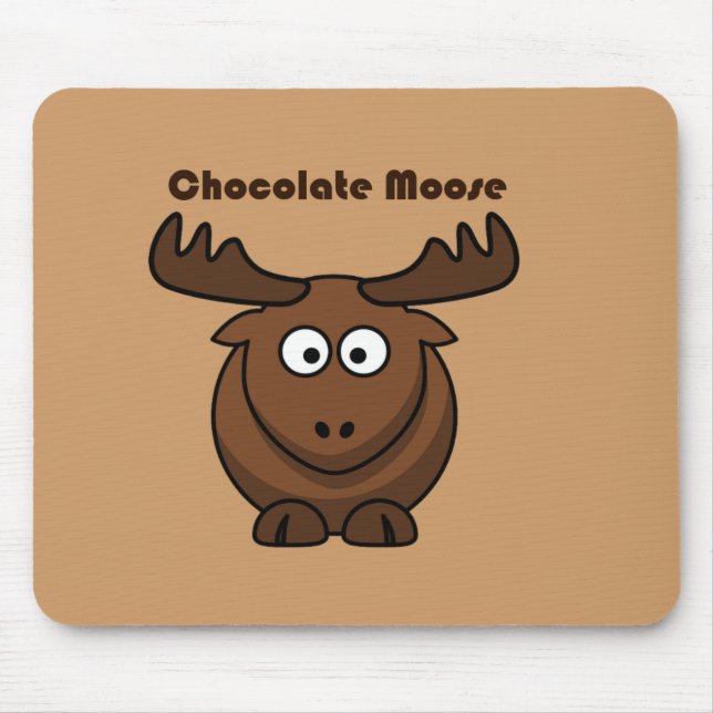 Cute Chocolate Moose,  Funny Dessert Pun Cartoon Mouse Mat (Front)