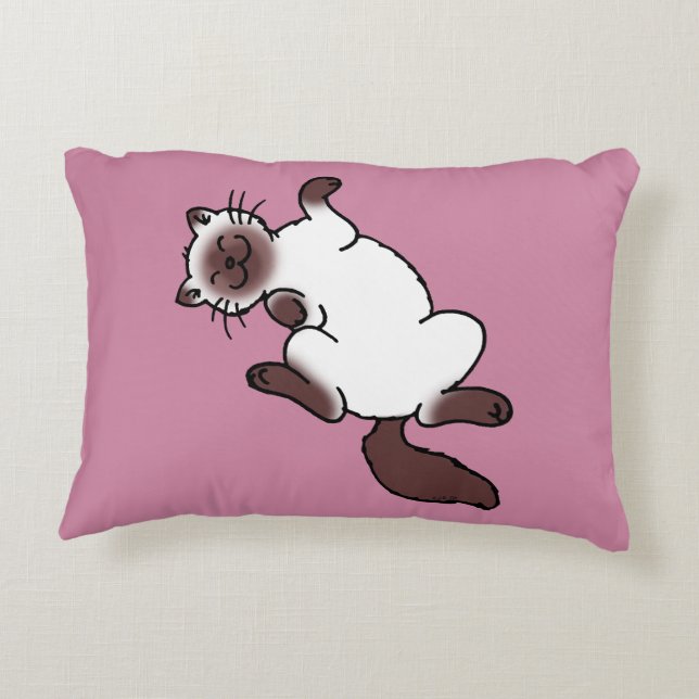 Cute chocolate point Siamese cat Decorative Cushion (Back)