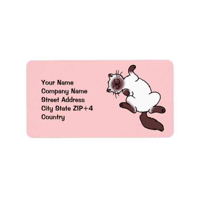 Cute chocolate point Siamese cat Label (Front)