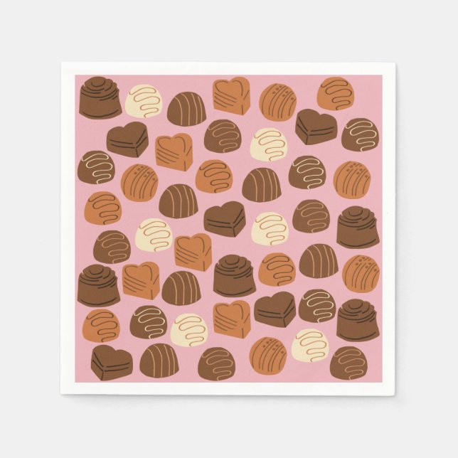 Cute Chocolate Pralines Paper Napkins (Front)