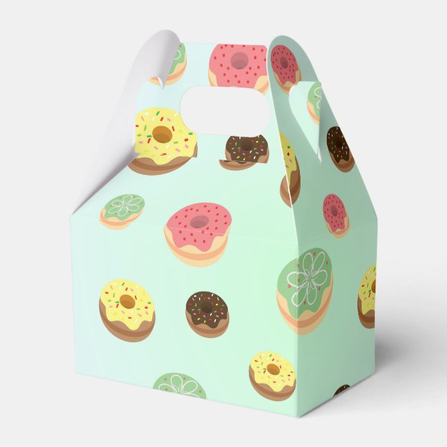 Cute Chocolate strawberry doughnuts pattern Birthd Favour Box (Front Side)