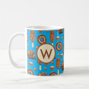 Cute Chocolate Sweets Ice Cream Doughnuts Monogram Coffee Mug