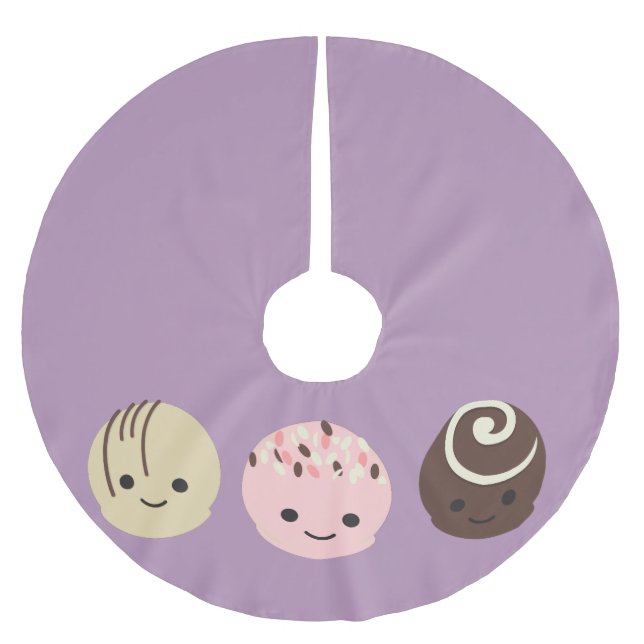 Cute Chocolate Truffles Brushed Polyester Tree Skirt (Front)