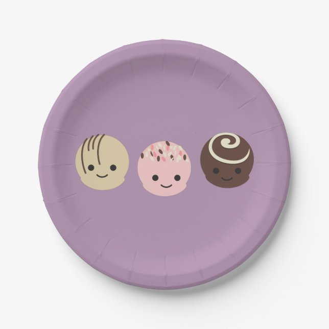 Cute Chocolate Truffles Paper Plate (Front)
