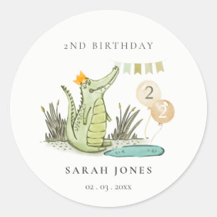 Cute Chomp Alligator in Swamp Any Age Birthday Classic Round Sticker