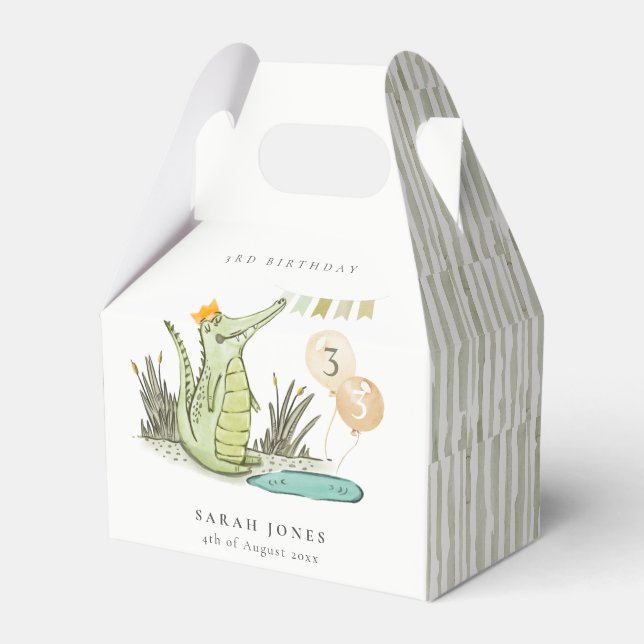 Cute Chomp Alligator in Swamp Any Age Birthday  Favour Box (Front Side)