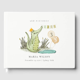 Cute Chomp Alligator in Swamp Any Age Birthday  Guest Book