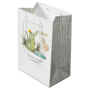 Cute Chomp Alligator in Swamp Any Age Birthday Medium Gift Bag