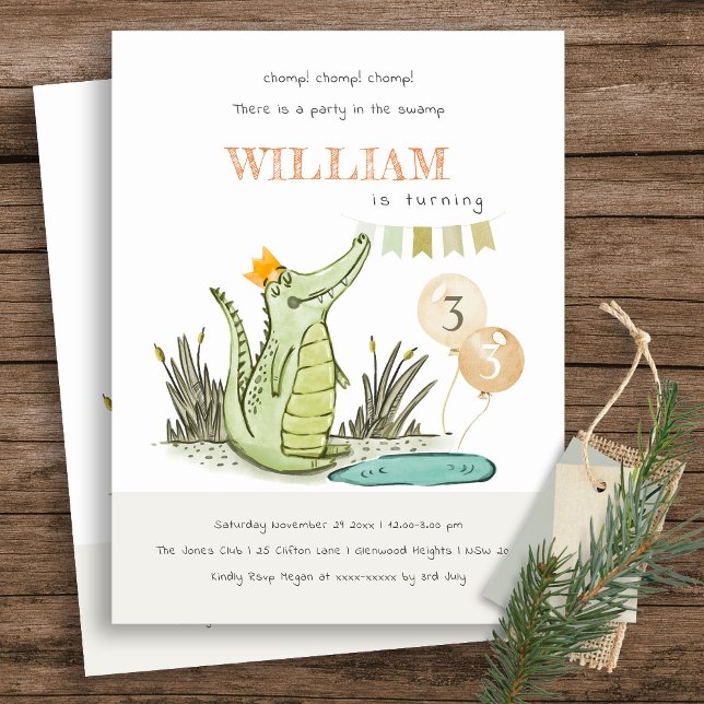 Cute Chomp Alligator in Swamp Any Age Birthday Postcard (Creator Uploaded)
