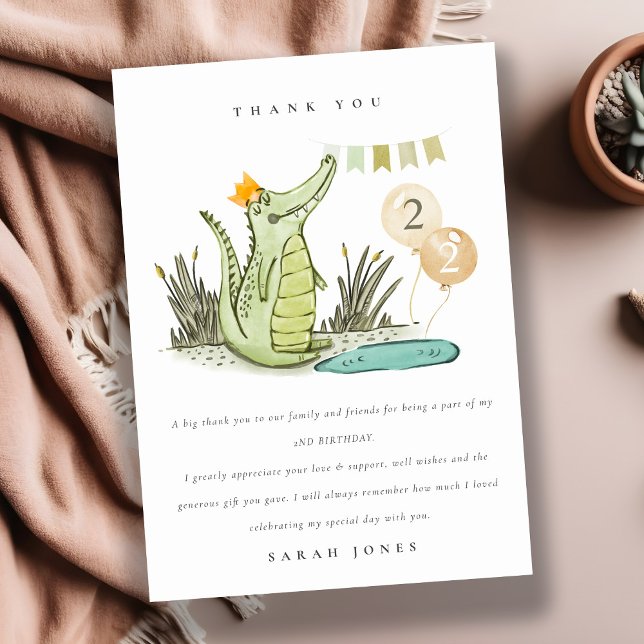 Cute Chomp Alligator in Swamp Any Age Birthday  Thank You Card (Creator Uploaded)