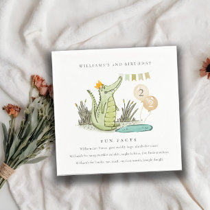 Cute Chomp Alligator in Swamp Fun Facts Birthday Napkin