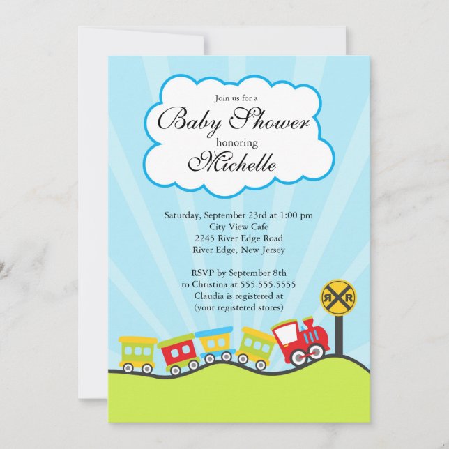 Cute Choo Choo Train Baby Shower Invitation (Front)