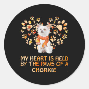 Cute Chorkie Heart Thanksgiving Autumn Dog Lover Classic Round Sticker