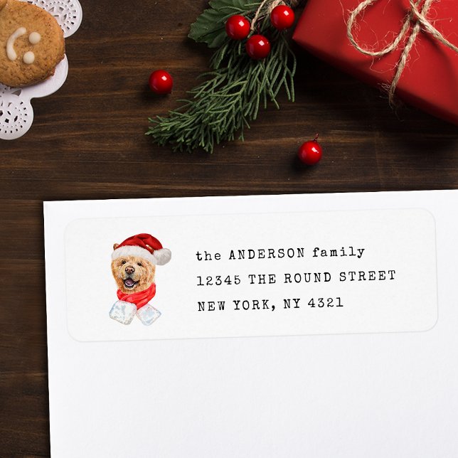Cute Chow Chow Christmas Dog Return Address (Creator Uploaded)