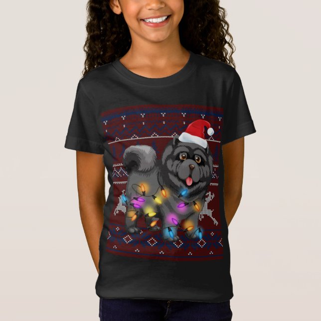Cute Chow Chow Christmas Lights Ugly Sweater Chow  (Front)