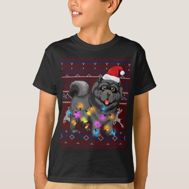 Cute Chow Chow Christmas Lights Ugly Sweater Chow  (Front)