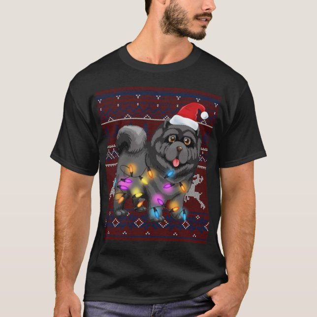Cute Chow Chow Christmas Lights Ugly Sweater Chow  (Front)