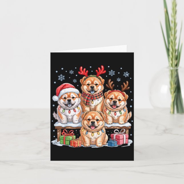 Cute Chow Chow Christmas Pupes Dog Lovers Funny Ho Card (Front)