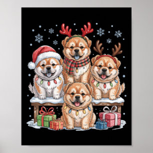 Cute Chow Chow Christmas Puppies Dog Lovers Funny Poster