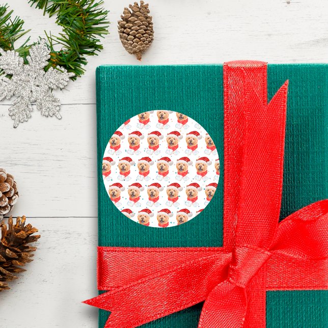 Cute Chow Chow Dog Christmas Pattern Classic Round Sticker (Creator Uploaded)