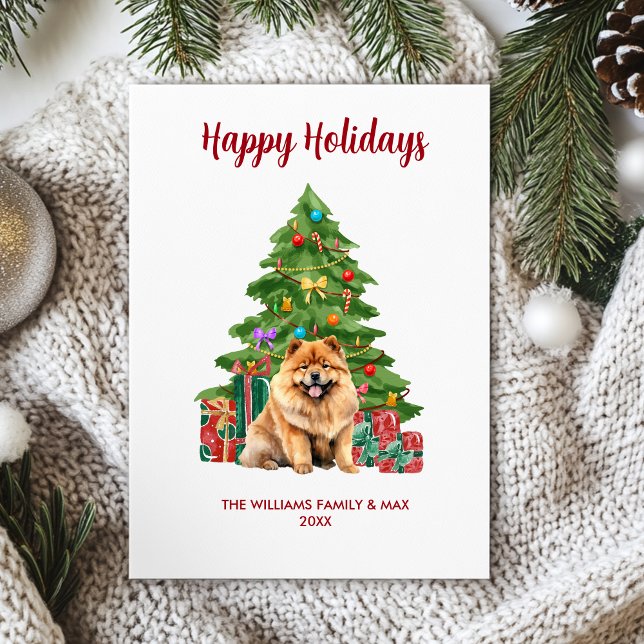 Cute Chow Chow Dog Family Christmas Holiday Card (Creator Uploaded)