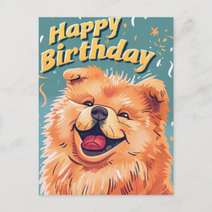 Cute Chow Chow Happy Birthday Postcard