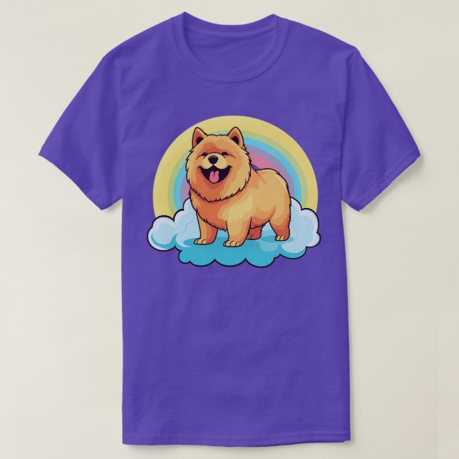 Cute Chow Chow Rainbow Cloud Kawaii Dog Happy Pupp T-Shirt (Design Front)
