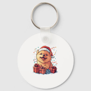Cute Chow Chow Santa Hat Funny Christmas Xmas Dog  Key Ring
