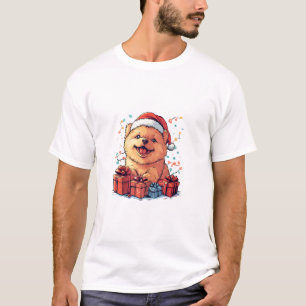 Cute Chow Chow Santa Hat Funny Christmas Xmas Dog T-Shirt